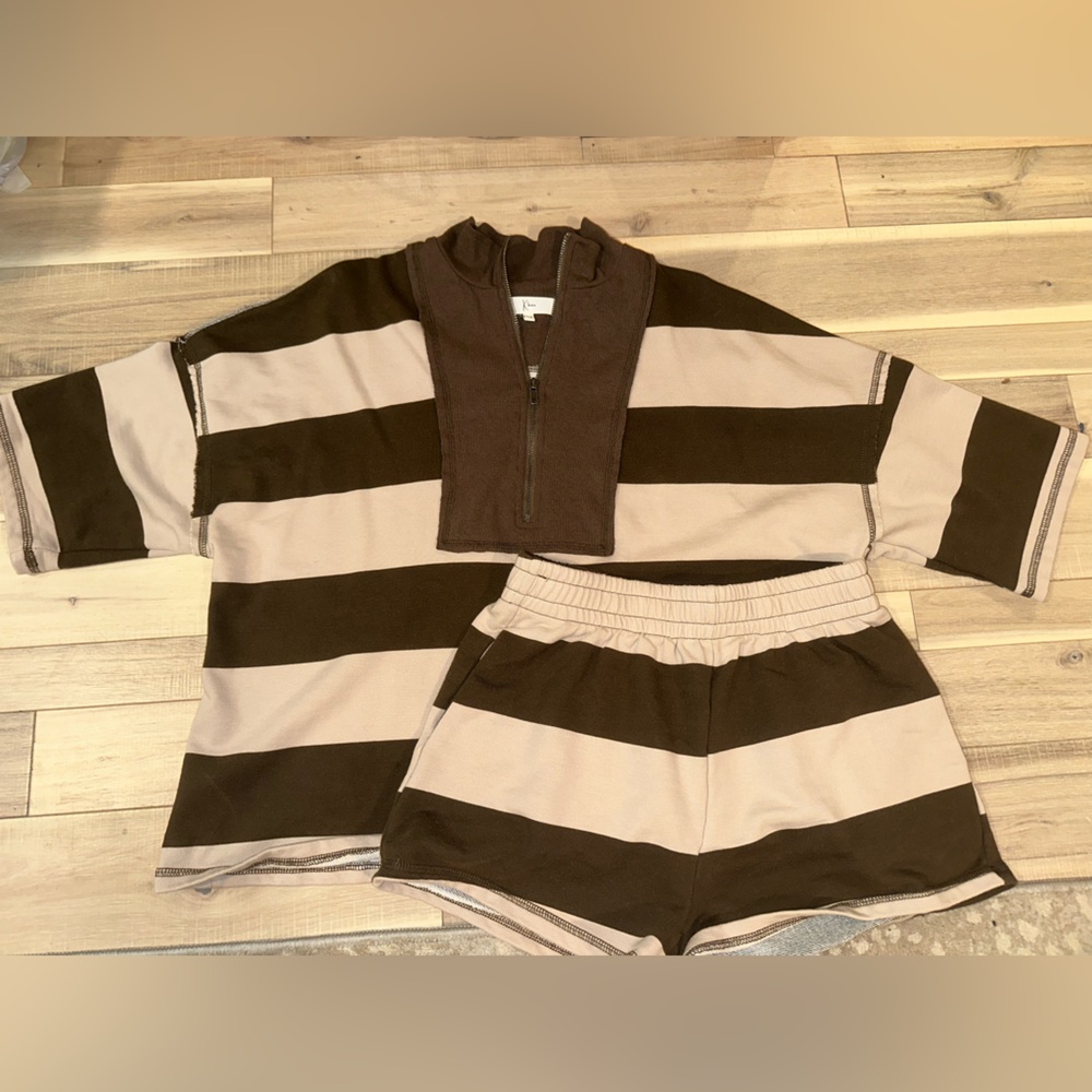 Striped Brown and Beige Outfit